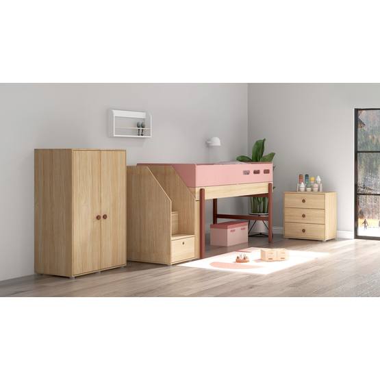 FLEXA Flexa - Loftsäng 90x200 Cm Ekram MidSleep Med Trappa - Grön