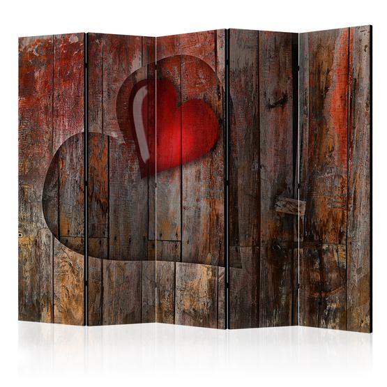 Artgeist Rumsavdelare – Heart On Wooden Background II – 5 Delar