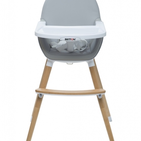 Britton - Matstol - Highchair Fika - Light Grey / Natural legs