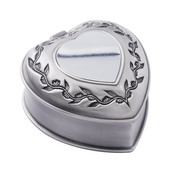 Dacapo Silver – Smyckeskrin Hjärta Med Gravyrplåt D 7Cm