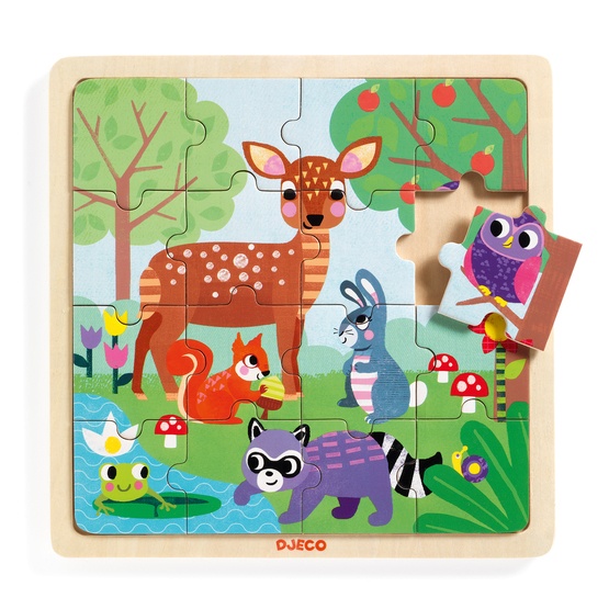 Djeco Pussel Wooden puzzle Forest 16 pcs
