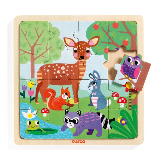 Djeco - Pussel - Wooden puzzle, Forest, 16 pcs