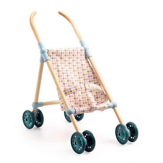 Djeco - Pussel - Wooden Doll Stroller Little Cubes - 44 Cm