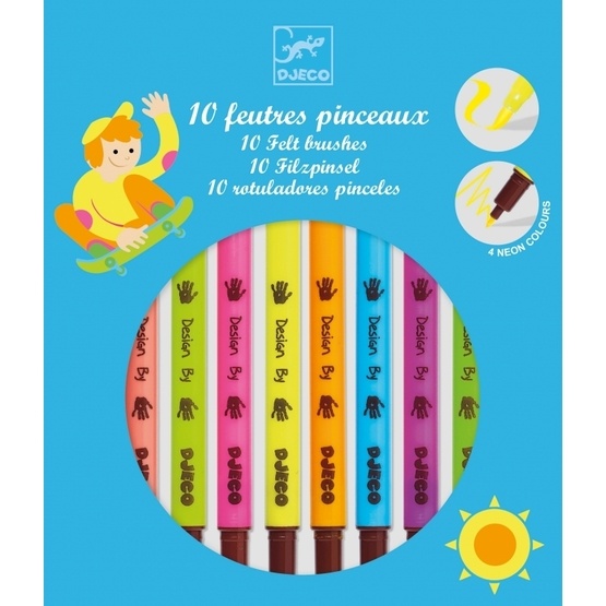 Djeco - Pop Colours - 10 Felt Brushes