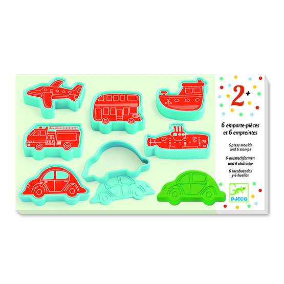 Djeco - Vehicles, 6 moulds + 6 stamps