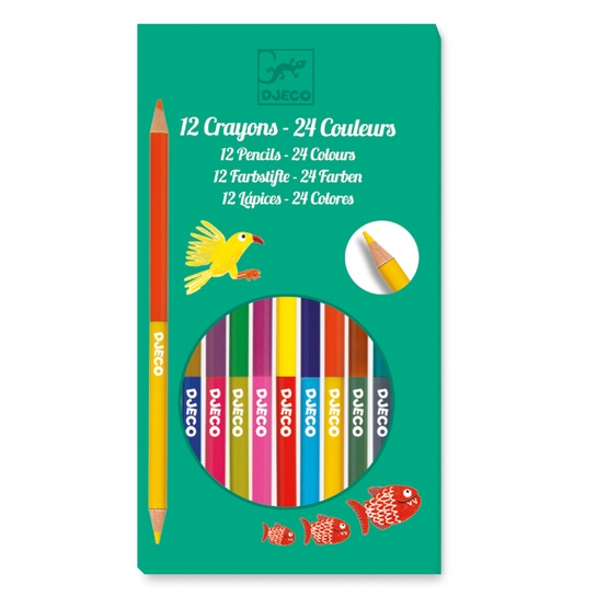 Djeco - 12 Double Pencils, 24 Colours