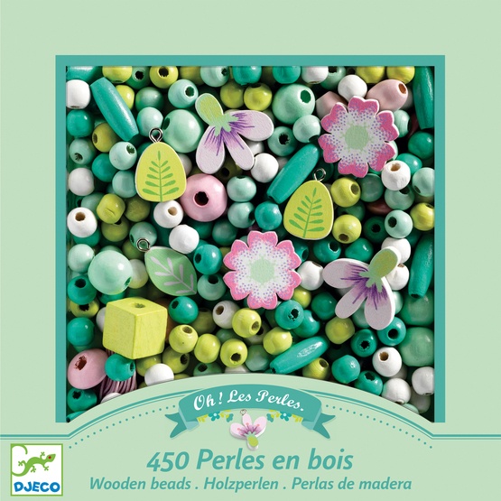 Djeco – Pyssel – Wooden beads Leaves and flowers