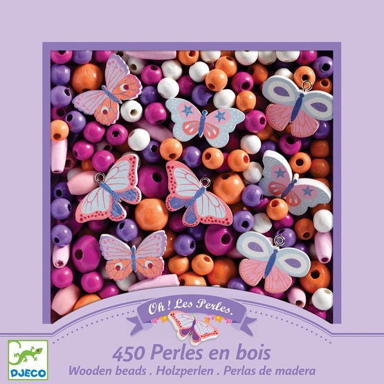 Djeco - Pyssel - Wooden beads, Butterflies