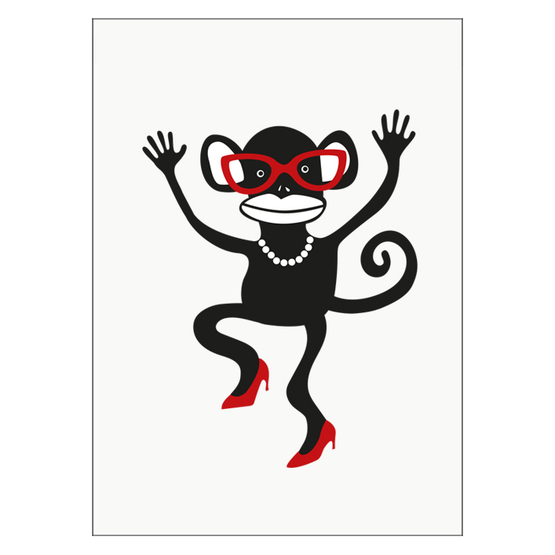Ejvor – Poster Apa med glasögon röd