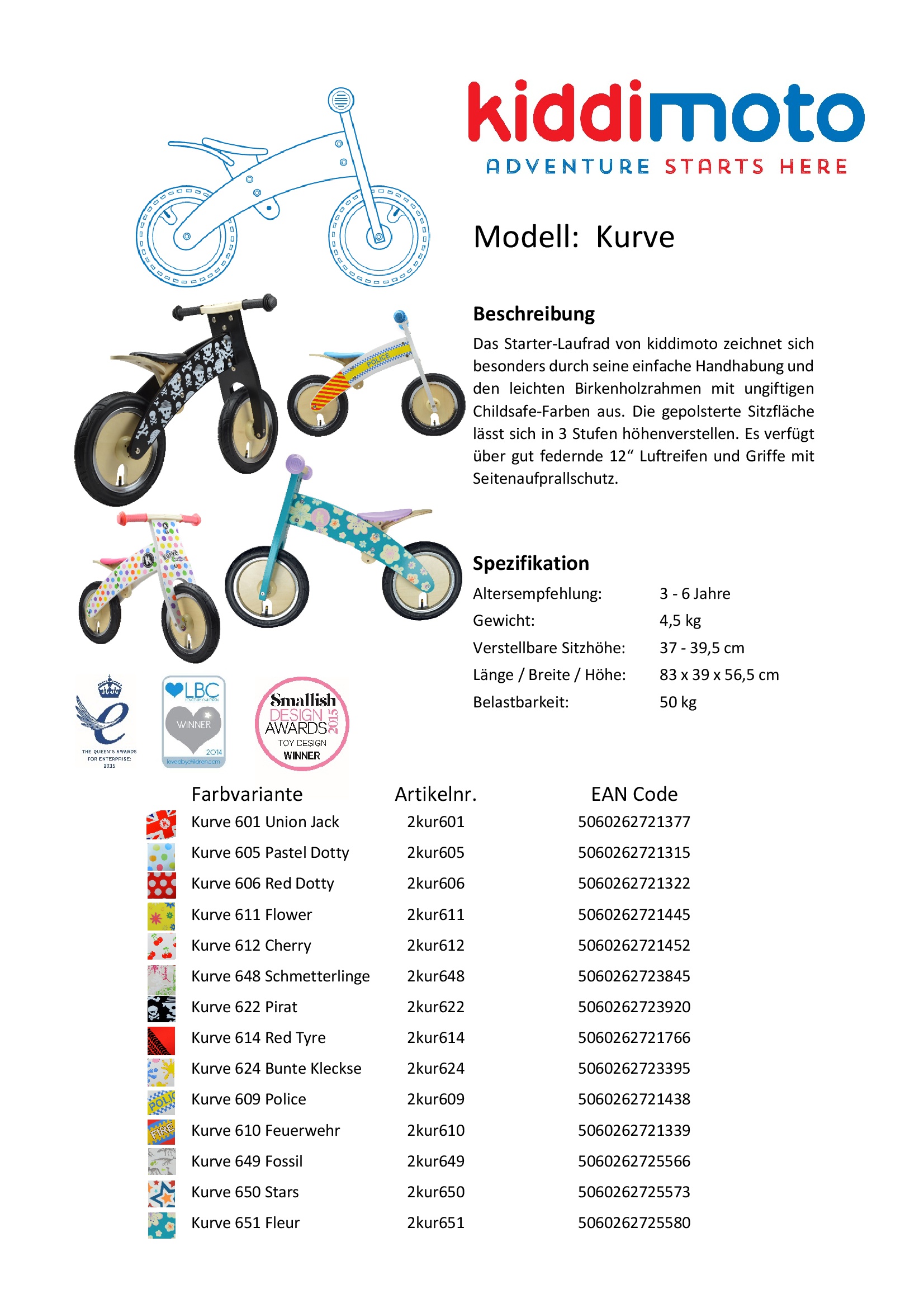 Kiddimoto Balanscykel Stars Litenleker se