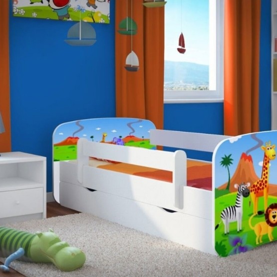 EuroToys - Barnsäng - Vit "Safari" med förvaring och madrass
