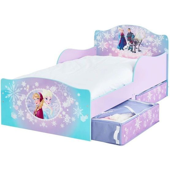 Disney Frozen - Juniorsäng - Elsa, Anna - Med sänglådor - Inklusive Madrass