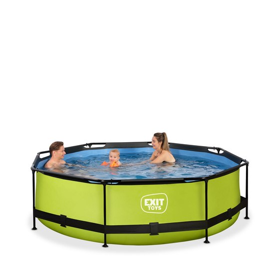 Exit Lime Pool Ø300X76Cm Med Filterpump Och Tak - Grön