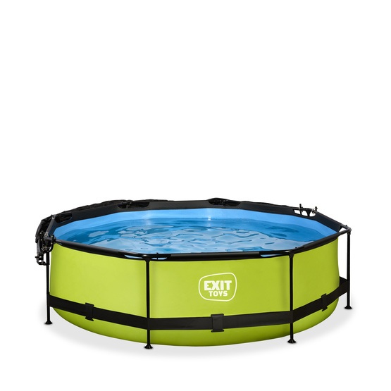 Exit Lime Pool Ø300X76Cm Med Filterpump Och Solsegel - Grön