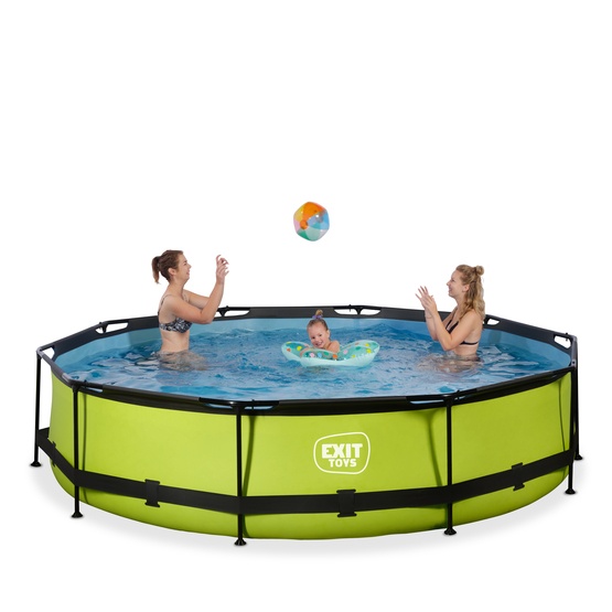 Exit Lime Pool Ø360X76Cm Med Filterpump Och Solsegel - Grön