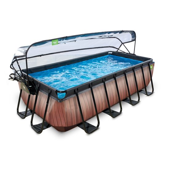 Exit Wood Pool 400X200X100Cm Med Sandfilterpump - Brun