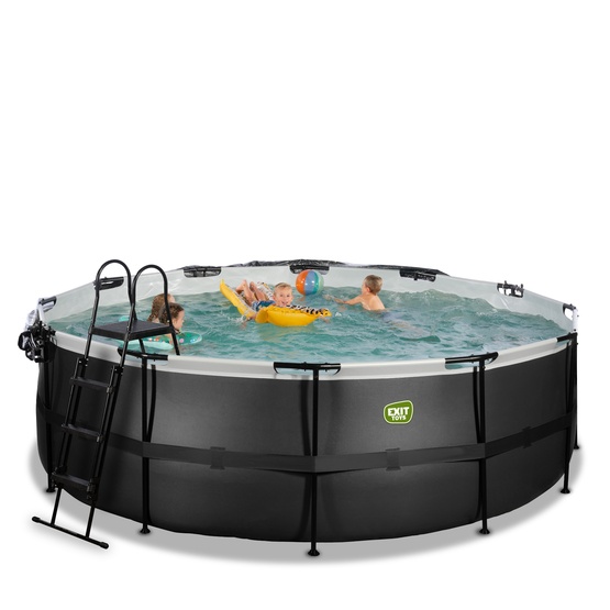 Exit Svart Leather Pool Ø427X122Cm Med Sandfilterpump Och Tak - Svart