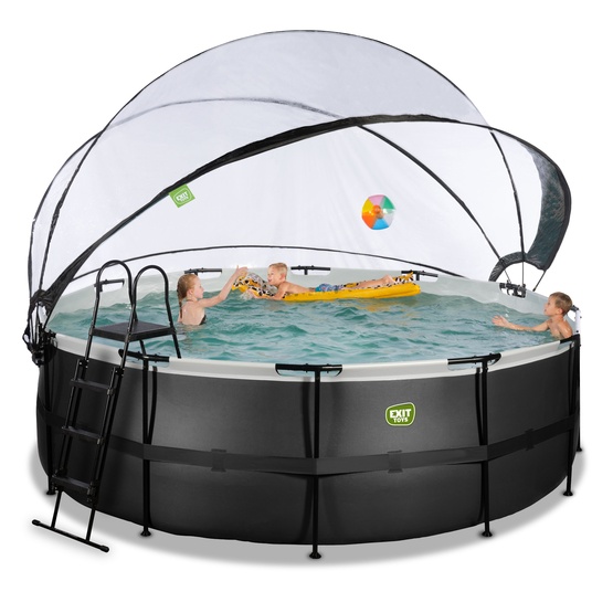 Exit Svart Leather Pool Ø427X122Cm Med Sandfilterpump - Svart
