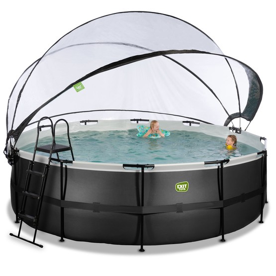 Exit Svart Leather Pool Ø450X122Cm Med Sandfilterpump - Svart