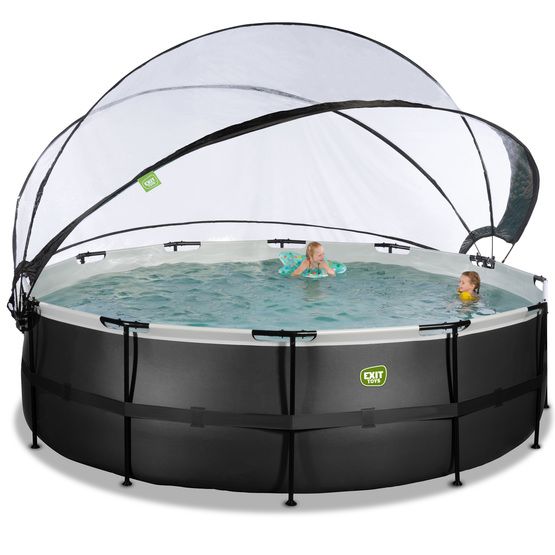 Exit Svart Leather Pool Ø488X122Cm Med Sandfilterpump - Svart