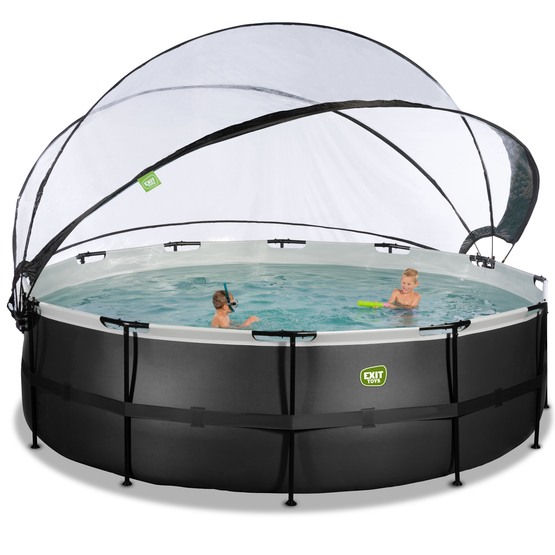 Exit Svart Leather Pool Ø488X122Cm Med Sandfilterpump - Svart