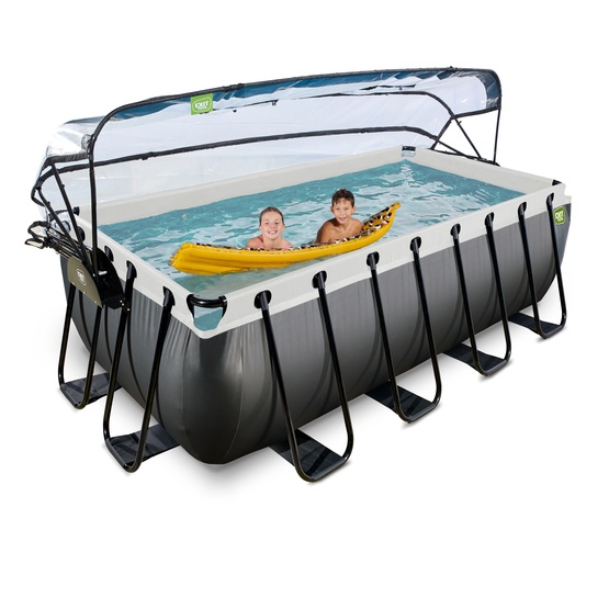 Exit Svart Leather Pool 400X200X122Cm Med Sandfilterpump - Svart