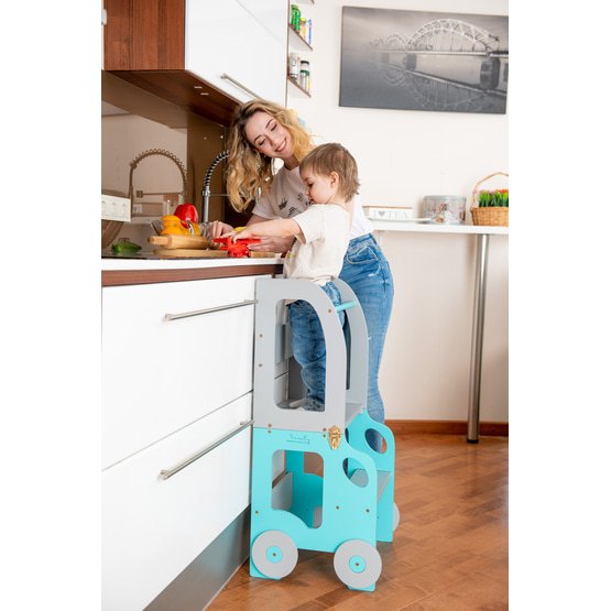 Family SCL Kökspall / Bil - Hjälpa Till Pall - Blå/Grå
