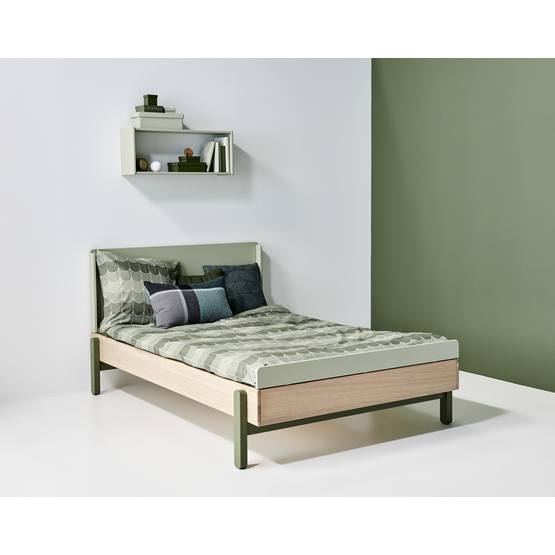 FLEXA Flexa - Enkelsäng 120x200 Cm Ekram Och Gavlar - Gröna Ben