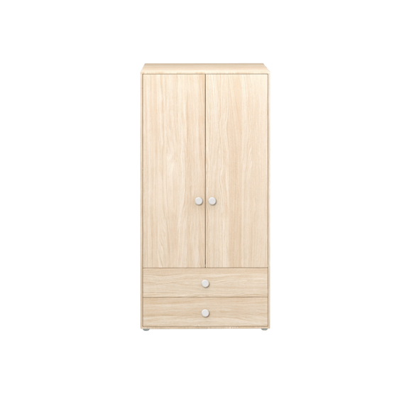FLEXA Flexa – Garderob Två Dörrar Med 2 Lådor – Ek – Vit Knopp
