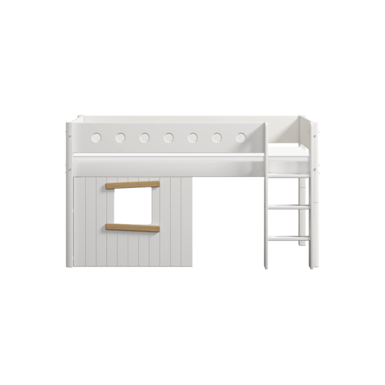 Flexa - Loftsäng Trähus - 90x200 Cm - Rak Stege