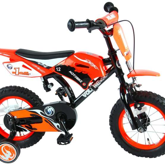 Barncykel Volare Motocross 12 tum Stödhjul (Orange)