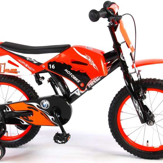 Barncykel Volare Motocross 16 tum - Stödhjul (Orange)