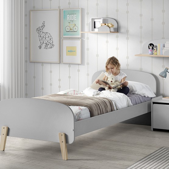 Vipack Säng – Kiddy 90×200 Cm Med Sängbord – Grå