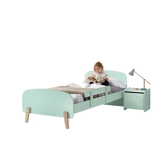 Vipack Säng - Kiddy 90x200 Cm Med Sängbord, Skyddskant Och Leksakslåda - Grön