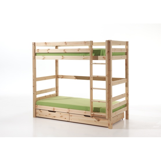 Vipack Våningssäng Med 2 Lådor - Pino - 180 Cm Hög - Natur