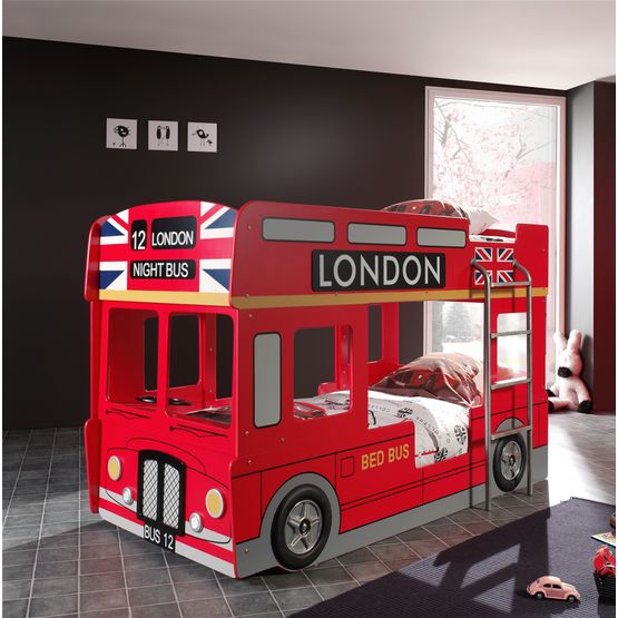 Vipack Våningssäng Med Madrasser – 90×200 Cm – London Bus