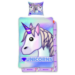 Emoji, Bäddset Unicorns 150x210 cm