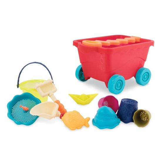B.Toys, Wavy-Wagon Dragvagn med Sandleksaker Röd