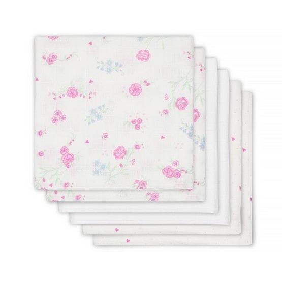 Jollein, Snuttefilt Blooming pink 70x70cm 6-pack