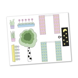 Lundby, Creative klistermärken, gardiner och blommor