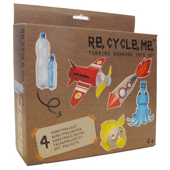 Recycle me, Petflaskor 1, 4 st återvinningspyssel