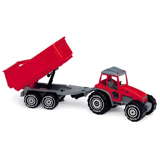 Plasto, Traktor med släpvagn 54 cm, röd