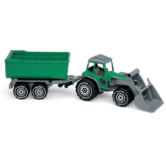 Plasto, Traktor med frontlastare & släp grön