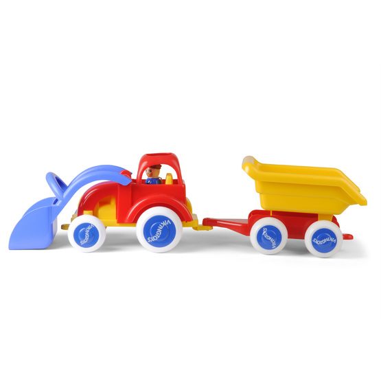 Viking Toys Traktor med släp 54 cm, röd/blå