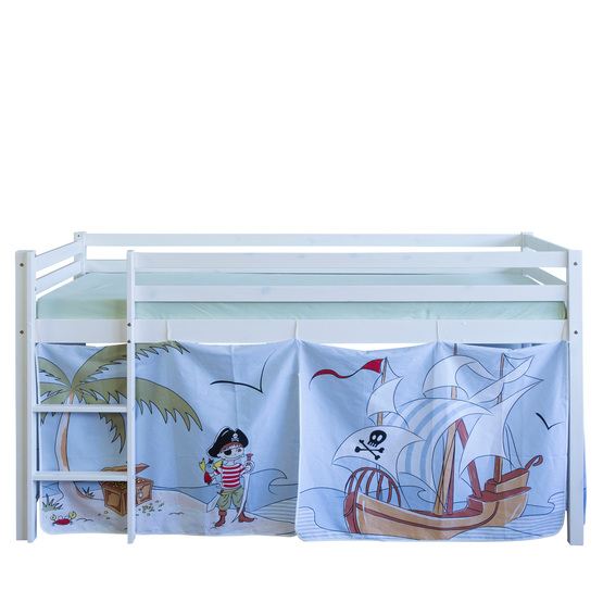 Loftsäng Med Gardin - Blå Pirat