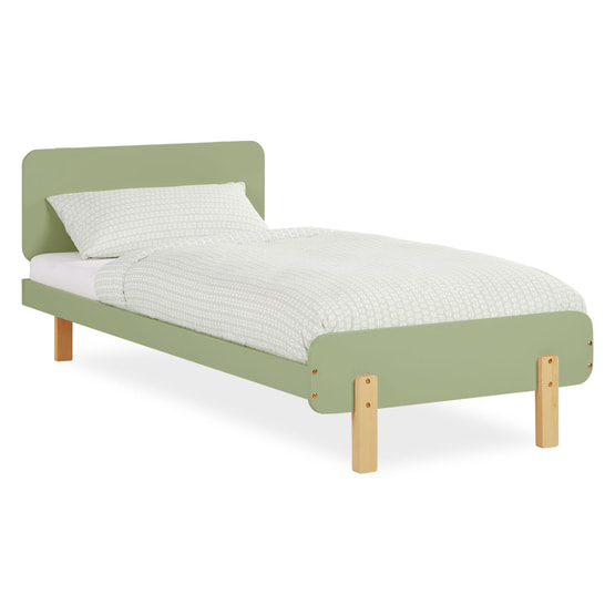 Homestyle4u Enkelsäng För Barn Med Huvudända - 90x200 Cm - Grön