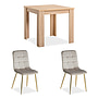 Matbord Sonoma 80x80 Cm - 2 Stolar Cream Velvet