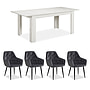 Matbord 160x90 Cm Vit - 4 Stolar Grey Velvet