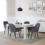 Matbord 160x90 Cm Vit - 4 Stolar Grey Velvet