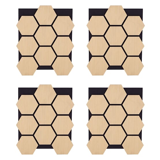 Homestyle4u Ljudpanel - Akustikpanel Hexagon - 62x76 Cm - 4 St - Natur